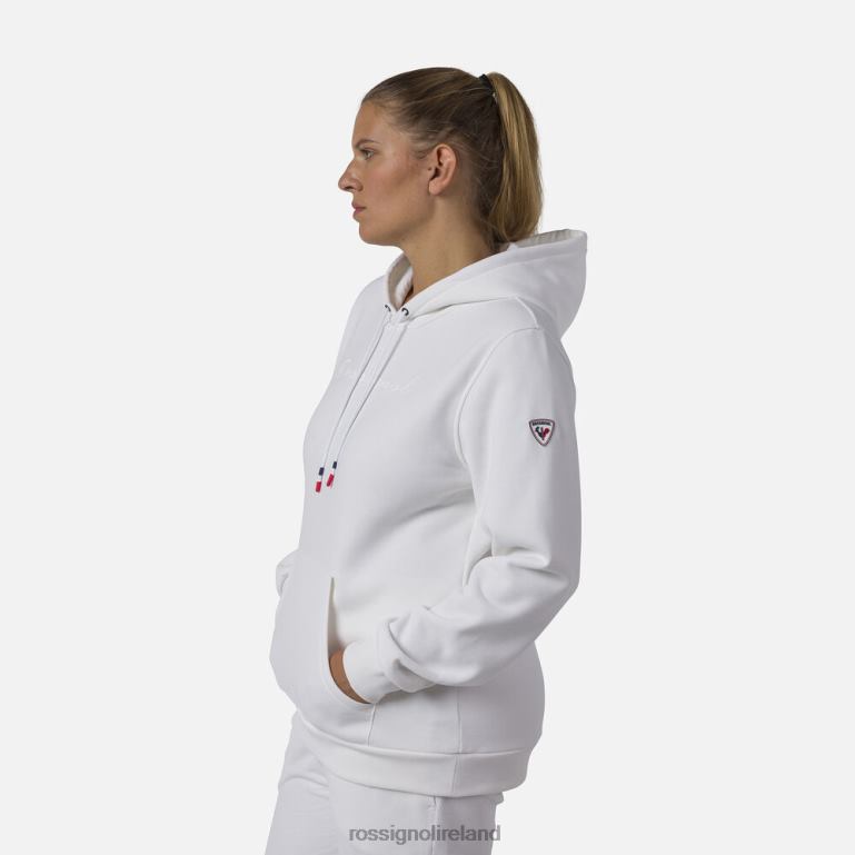 Rossignol Tops Women Hooded Logo Fleece Sweatshirt White 62R6R845