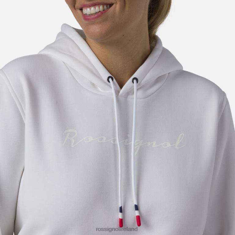 Rossignol Tops Women Hooded Logo Fleece Sweatshirt White 62R6R845