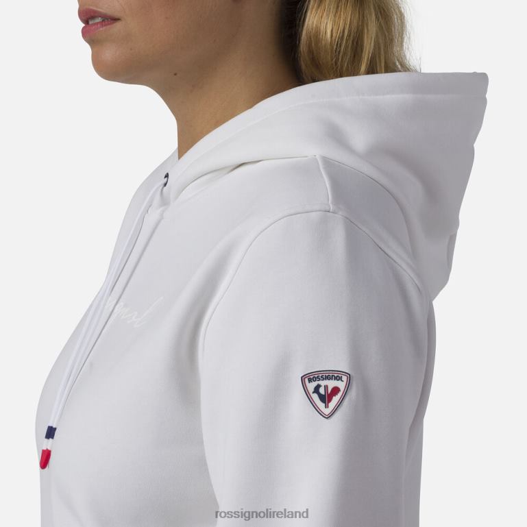 Rossignol Tops Women Hooded Logo Fleece Sweatshirt White 62R6R845
